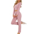 thumbnail image 4 of INSPIRE CHIC Women's Lounge Set Long Sleeve Top and Full Length Pants Pjs Soild Pajama Set XS Pink, 4 of 6