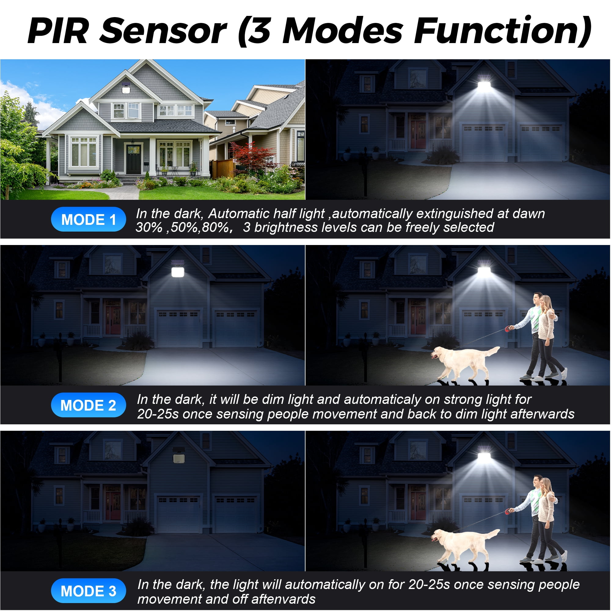 DAYBETTER Solar Lights Outdoor,318LED,5 Modes Split Motion Sensor Outdoor Lights with Remote   Control,IP65 Waterproof,180°Wide Angle Outdoor Solar Lights for Yard,Patio,Garden,2 Pack