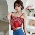 thumbnail image 2 of Prettyui Women Print Irregular Slim Sexy Backless Exposure Navel Fake Two Pieces Camisole Crop Top, 2 of 5
