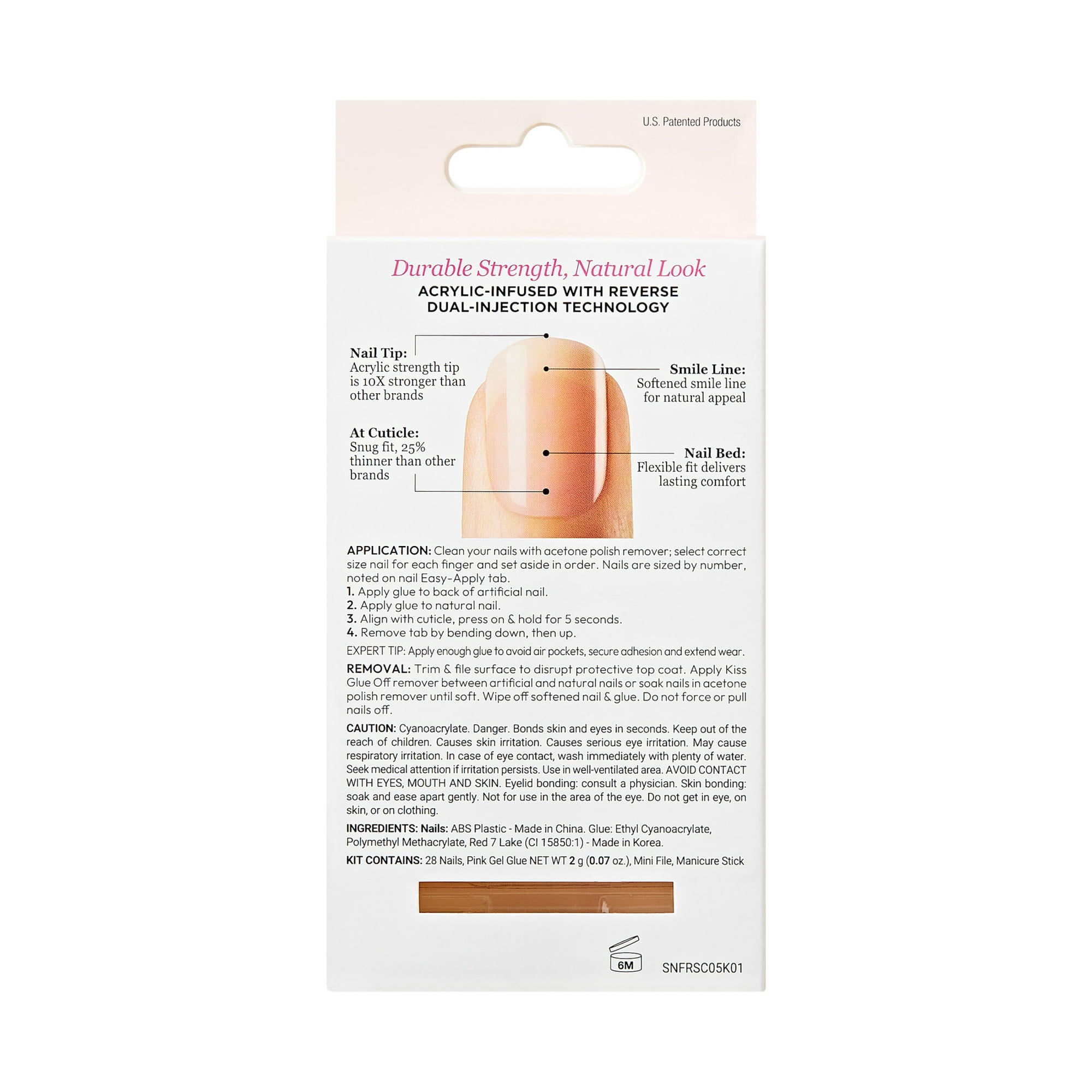Kiss Salon Acrylic Nude French Nails Nude, Real Short Length, 28 Ea, 6 Pack