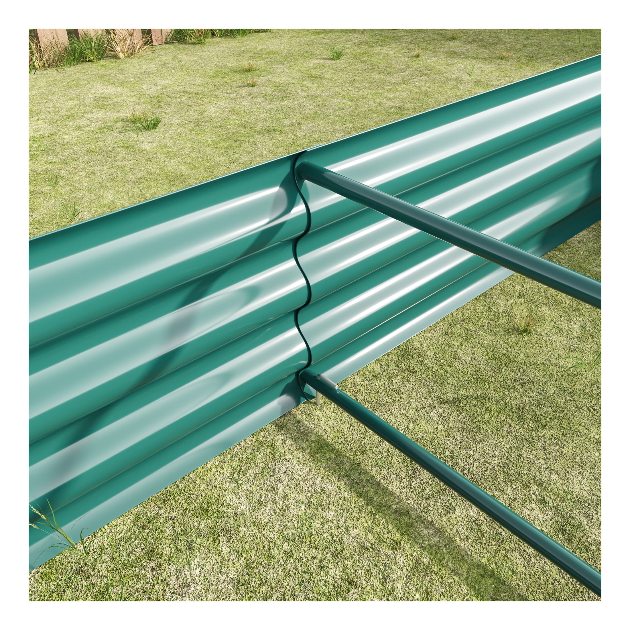 Elio Outdoor Metal 6×3×x1ft Raised Garden Bed, 6FT Planter Box, Rust-Resistant, Open Bottom, Sturdy Design for Vegetables, Flowers, Herbs, Green