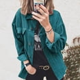thumbnail image 2 of IROINNID On Sale Long Cardigans for Women Corduroy Buttoned Cardigan Long Sleeve Lapel Loose Padded Shirt Top,Green, 2 of 5