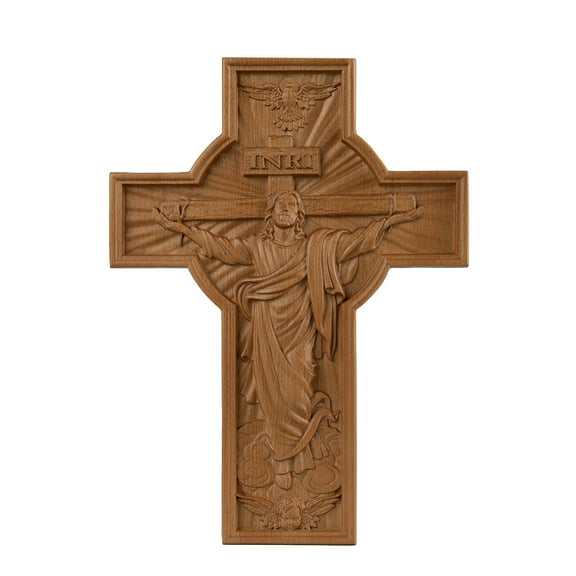 INRI Ascension Christian Cross Baptismal Cross Vintage Country Farmhouse Wall Cross Easter Best Gift