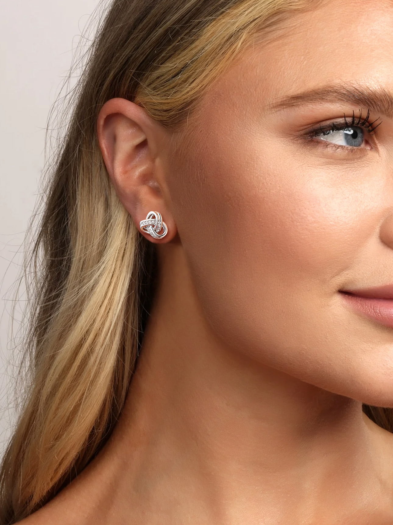 Suplight 925 Sterling Silver Cubic Zirconia Triangle Love Shape Knot Earrings Love Gifts for Women