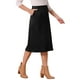 thumbnail image 4 of Falda Midi Casual de Ante Sintético para Mujer Inspire Chic con Cintura Alta en A Color Negro, 4 of 6