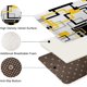 thumbnail image 5 of Juego de cortina de ducha geométrica amarilla con tapa de inodoro y alfombrillas antideslizantes, cortina de ducha abstracta cuadrada negra y gris de 4 piezas para baño, decoración de baño de línea, 5 of 7