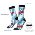 thumbnail image 4 of KLL Red Funny Crab on Blue Stripe Print Cool Socks Men's Women's Crew Socks Funny Crazy Novelty Stockings, 4 of 6