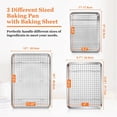 thumbnail image 3 of Baking Sheet with Wire Rack, Leonyo 16"+12.5"+9" Baking Sheet & Cooling Rack, Commercial Stainless Steel Nonstick Cookie Sheets for Baking, Cooking, Roasting - 6 Pack (3 Sheets + 3 Racks), 3 of 8