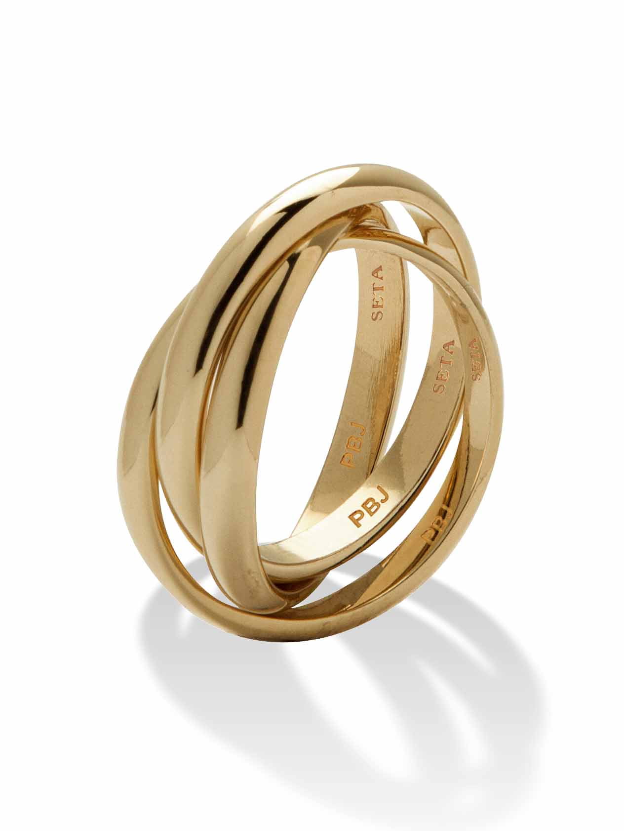 PalmBeach Jewelry Yellow Gold-Plated or Sterling Silver Rolling Triple Band Crossover Ring