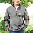 thumbnail image 2 of Ruyang Boys St Patricks Day Sweatshirts Half Zipper Ribbed Cuffs Pullover Sweatshirts Tops Shamrock Printed Teens Long Sleeve Hoodie, 2 of 5