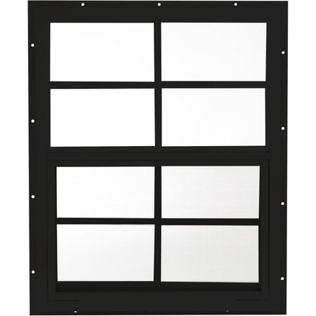 Shed Windows 18x23 (1-Pack) | Sliding Windows with Tempered Glass & Screens | J-Lap Install, Black Aluminum Frames for Sheds, Chicken Coops & Playhouses