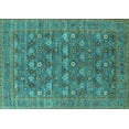 thumbnail image 1 of Ahgly Company Machine Washable Indoor Rectangle Oriental Turquoise Blue Industrial Area Rugs, 3' x 5', 1 of 4