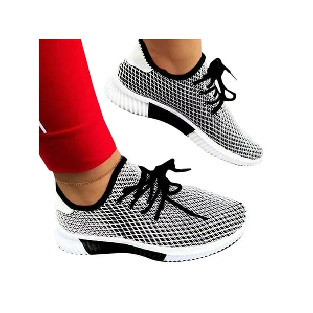 Women's Lace Up Breathable Mesh Knit Running Sports Shoes Running 