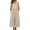 C1-Beige1289, variant on Solid Color Maxi Dress For Women Three Quarter Sleeve Pocket Gathered Waist Coastal Long Sundress
