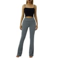 thumbnail image 3 of Txlixc Pantalones de yoga de color sólido para mujer, pantalones acampanados largos ajustados de cintura alta elástica para primavera otoño, ropa de mujer Txlixc  Estilo de ocio, 3 of 9