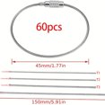 thumbnail image 3 of 60Pcs Stainless Steels Wire Keychains Rings Braided Steels Chain Heavy Luggage Label Rings Camp Tool Hardware, 3 of 8