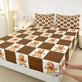 thumbnail image 3 of Feelyou Brown Gingerbread Man Full Size Sheets, Plaid Buffalo Bed Sheets, Teens Boys Girls Kids Sheet Sets, Ultra Soft Home Decor, 4pcs, 3 of 7