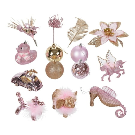 Holiday Time Pink And Gold Variety Christmas Tree Ornaments 28
