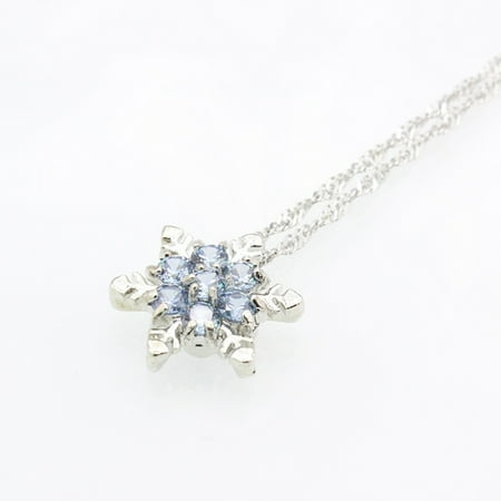 AkoaDa Charm Vintage Lady Blue Crystal Snowflake Zircon Flower 925 Silver Pendant Necklace Christmas Jewelry Gift For Women Girls