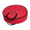 thumbnail image 1 of Bolsa de almacenamiento para coronas navideñas, contenedor para guirnaldas navideñas, bolsa de mano para decoración redonda para el hogar, garaje y L roja, 1 of 8