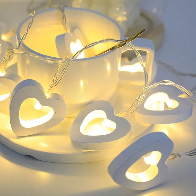CAIROYAR Cadena de luces LED con forma de corazón hueco para San Valentín, adorno romántico para San Valentín