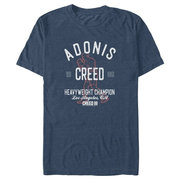 Men's Creed III Adonis Heavyweight Champion Graphic Tee Navy Blue Heather Medium