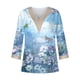 thumbnail image 5 of ICHUANYI Liquidación Moda Mujer Verano V-Cuello Manga 3/4 Estampado Casual Camiseta Blusa ICHUANYI WER202308255360, 5 of 5