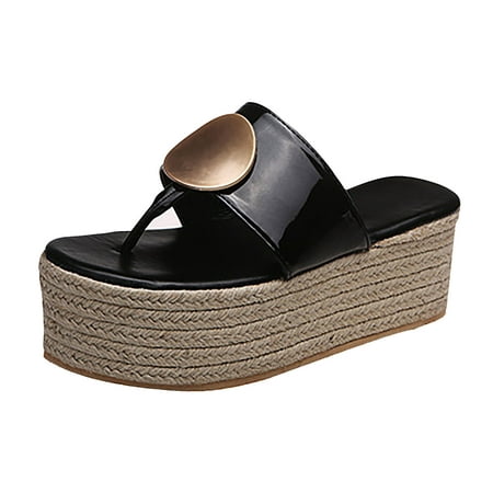 

Jsezml Women s Platform Flip Flop Flat Espadrille Sandals Summer Thong Sandals Casual Beach Indoor Outdoor Walking Shoes