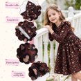 thumbnail image 4 of AmzBarley Kids Ruffle Shoulder Twirl Dress, Girls Long Sleeve Brown Leopard Print A‑Line Casual Dress 9-10 Years, 4 of 7