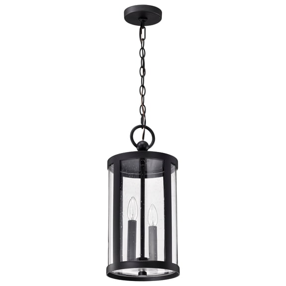 Nuvo Lighting Broadstone 2 Light Hanging Lantern Matte Black with Clear Seeded Glass