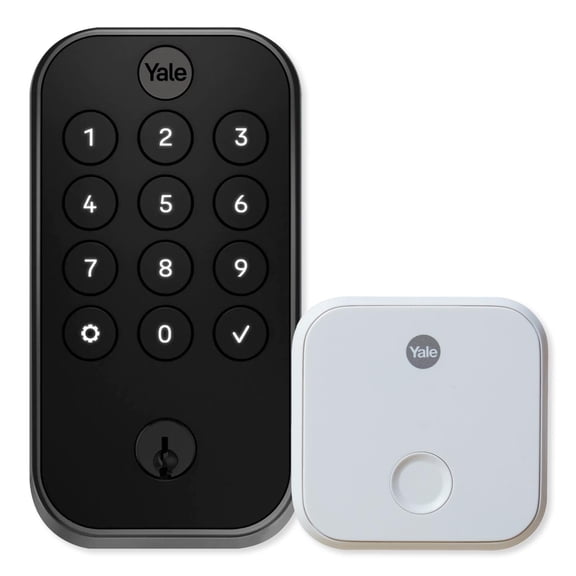 Yale YRD614-CB1-BSP Pro 2 Keyed Pushbutton Keypad Lock, Bluetooth with Wi-Fi Connect Bridge, Black Suede