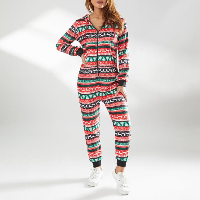 Disfraz Premium Mono de manga larga de Navidad Pijamas de invierno para mujer Ropa de casa con capucha (Negro XL) Kuymtek Negro T XL para Mujer