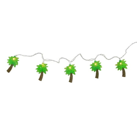 Set of 10 Tropical Paradise Green Palm Tree Patio and Garden Novelty Christmas Lights - White
