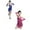 Blue 1PCS & Hot Pink 1PCS, variant on LUOGENLI 2 Pack Girls Party Dancewear Ballroom Dance Dress Girl's Sequined Fringe Latin Practice Dresses + Sleeves Fourth of July Dresses for Girls 110