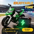 thumbnail image 3 of Xuanlur 24V 9AH Electric Motorbike, 9 mph & 110lb Max, 200W Ride on Motorcycle for Big Kids w/EVA Tires, LED Lights & Power Display, 2 Speed, Bluetooth, Music, Electric Motorcycle for Ages 6+, Green, 3 of 8