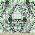 thumbnail image 2 of Ambesonne Skull Fabric by the Yard Upholstery, Gothic Skeleton Heads Flowers, 5 Yards, White Charcoal Grey, 2 of 5