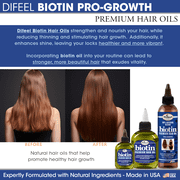 Difeel Biotin Premium Hair Oil 2.5 oz, Pro-Growth Strengthening Formula for Shine and Thickness