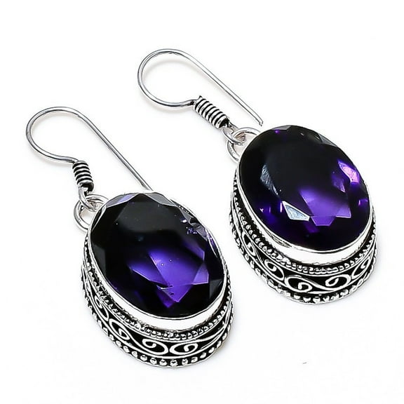 Amethyst Earrings 925 Sterling Silver | Handmade Purple Crystal Jewelry | February Birthstone Gift