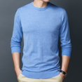 thumbnail image 1 of Men's knit sweater round neck bottoming sweater thin section Slim pullover solid color, 1 of 5