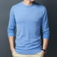 thumbnail image 1 of Men's knit sweater round neck bottoming sweater thin section Slim pullover solid color, 1 of 5