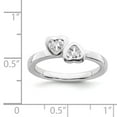 thumbnail image 5 of 925 Sterling Silver Stackable Expressions White Topaz Double Heart Ring Size: 7; for Adults and Teens; for Women and Men, 5 of 5