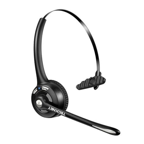 Auriculares Bluetooth TECKNET, auriculares inalámbricos con micrófono con cancelación de ruido para camionero, auriculares Bluetooth con micrófono silencioso para el trabajo