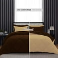 thumbnail image 3 of D.N.G. BEDDINGS 3 Piece Luxury Reversible Diamond Pattern Comforter Set Premium Super Soft, All Season 800 TC, 100% Egyptian Cotton Oversized Super King Size Chocolate-Taupe Color, 3 of 7