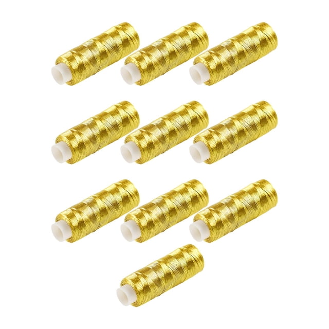 10pcs Embroidery Thread 200 Yards per Spool Shiny Multipurpose Sewing Thread for Gold
