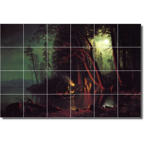 Ceramic Tile Mural-Albert Bierstadt Landscapes Painting 39. 25.5" w x 17" h using (24) 4.25 x 4.25 ceramic tiles