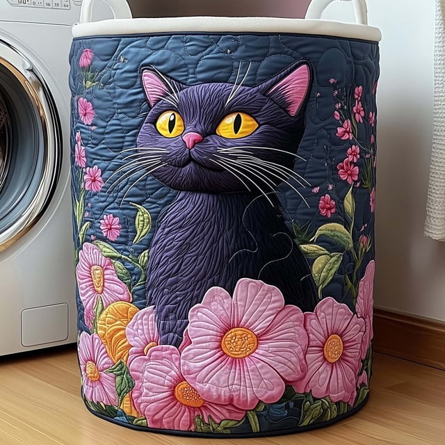 Outdor Quilted Laundry With Handles Boho Floral Storage Hamper Cozy Cat Storage Hamper For Bedroom Laundry Room