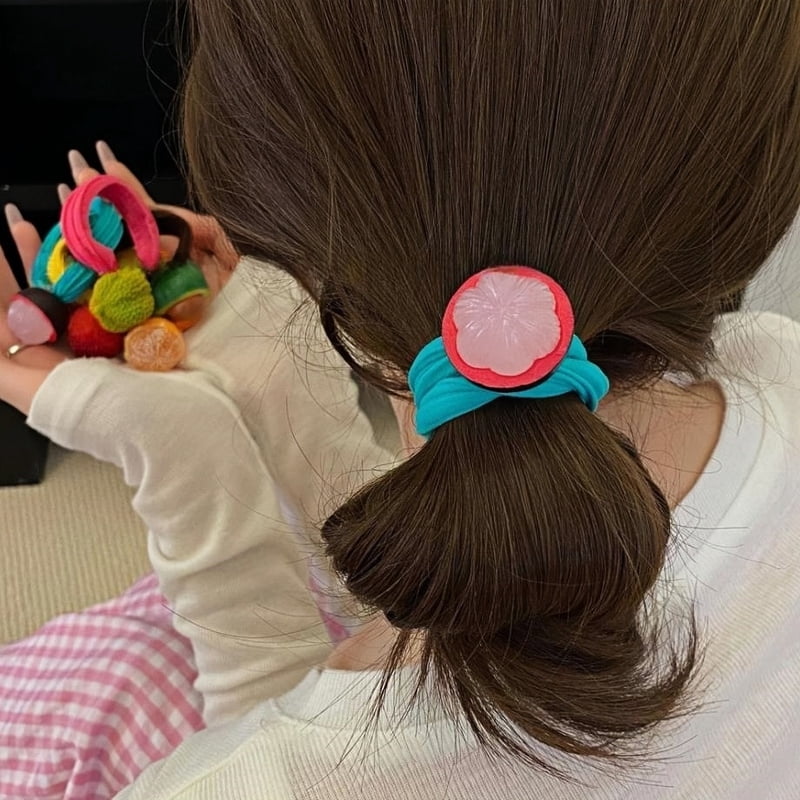 New Fruit Elasticity Ponytail Hair Tie Rubber Scrunchies Headband Cute Funny Rubber Band Fabric Hair Accessories for Women Girls