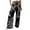 Black, variant on Stamzod Women's Wide Leg Lounge Pants with Pockets Lightweight Flower Print Straight Pant High Waisted Loose Trousers On