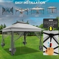 thumbnail image 6 of COBIZI 11x11 Pop Up Gazebo One-Push Canopy Tent,Carpas Para Patio, Outdoor Canopy Shelter with Double Roof Ventiation 121 Square Feet of Shade for Lawn, Garden, Backyard and Deck,Gray (Upgraded 2.0), 6 of 12