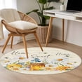 thumbnail image 4 of Round Rugs 3Ft, White Daisy Round Area Rug Washable Indoor Throw Carpet, Spring Floral Elegant Pastoral Bees Watercolor Small Non Slip Circle Rug for Bedroom Living Room Home Decor Aesthetic, 4 of 8